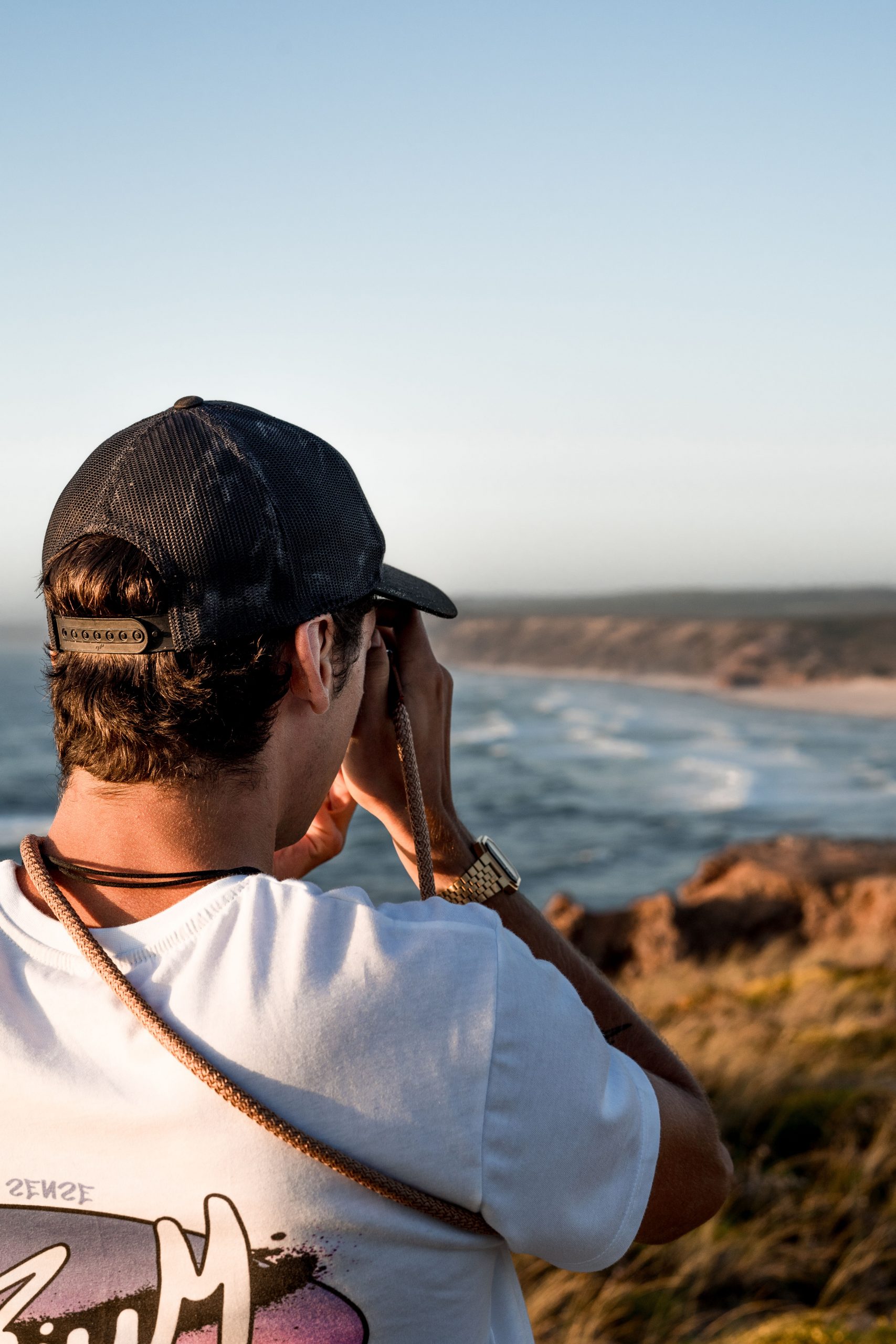 Photographing man from the back