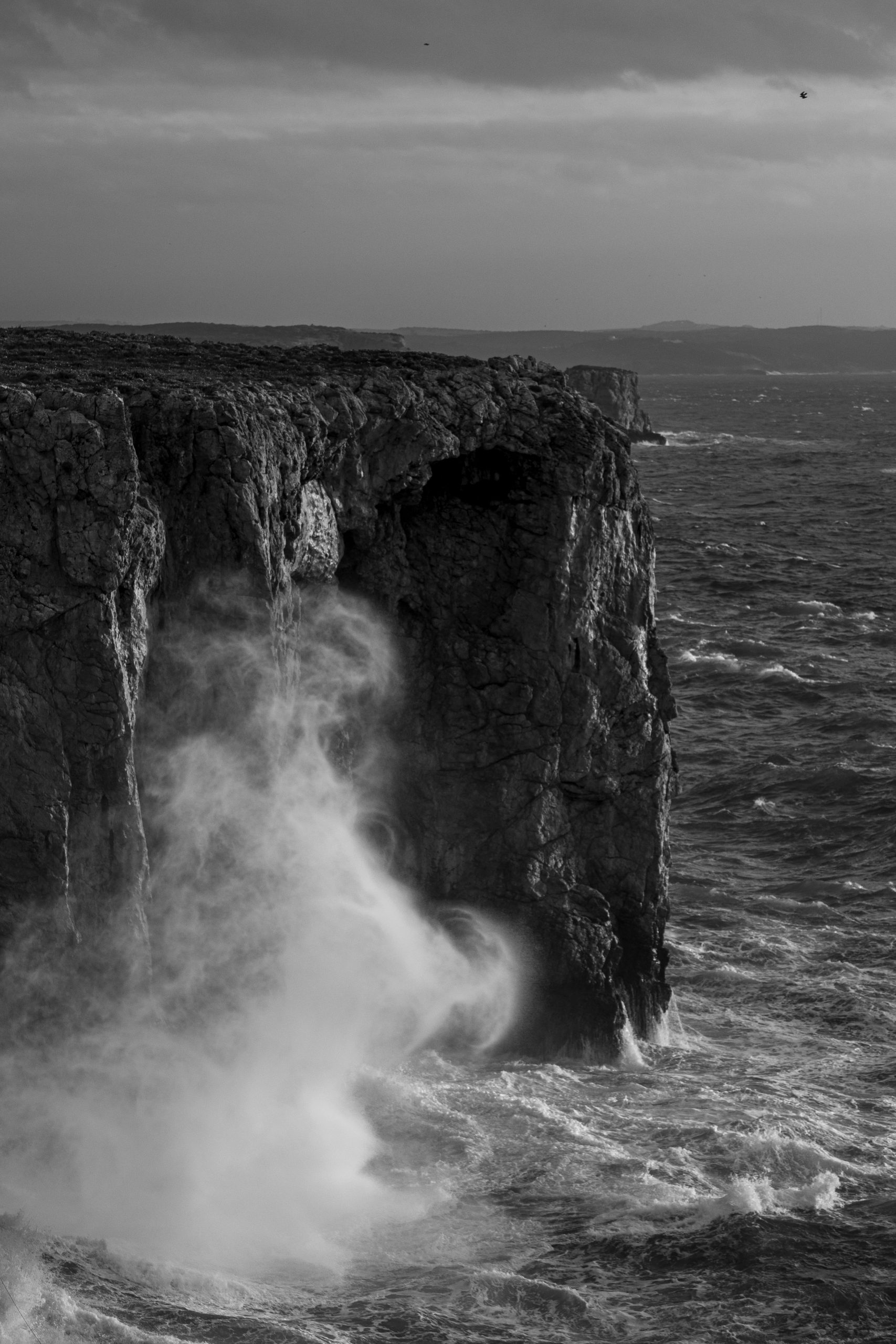 Winter seas hitting the rocks
